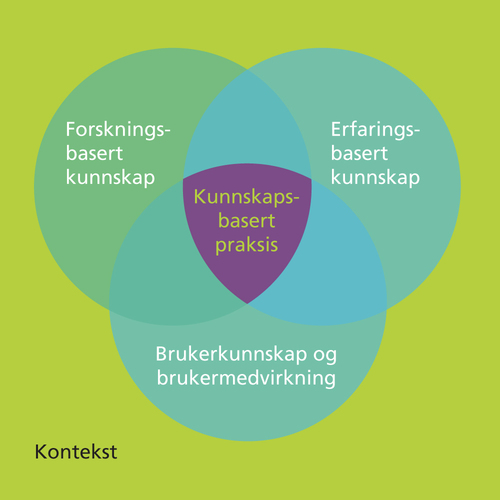 Illustrasjon av bestanddelene i kunnskapsbasert praksis